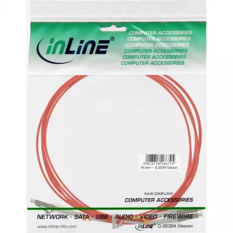 Glasfaser-Duplexkabel LC/LC InLine 88541 50/125µm OM2 1m