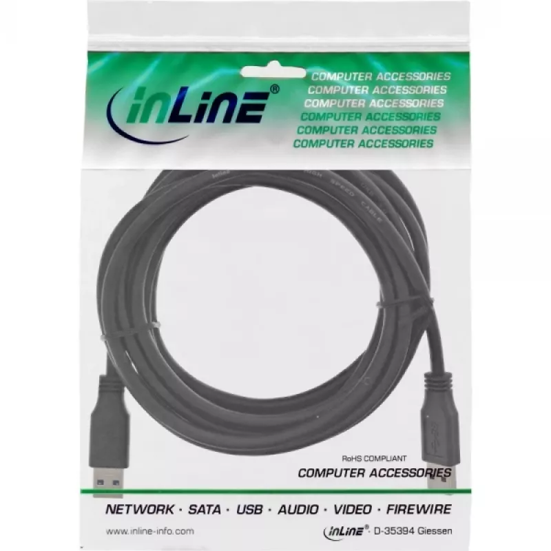 InLine USB 3.2 Gen.1 Kabel Typ A Stecker / A Stecker, schwarz, 3 m