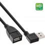 InLine USB 2.0 Smart Kabel abgewinkelt + umkehrbar Typ A Stecker / Buchse schwarz 1m