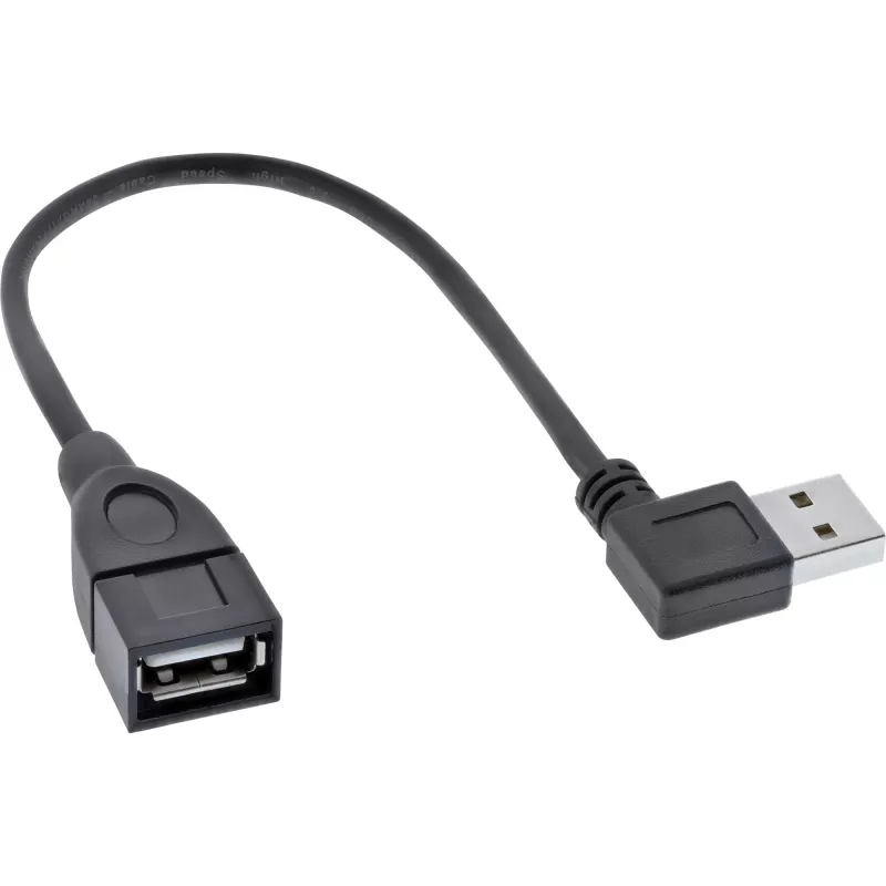 InLine USB 2.0 Smart Kabel gewinkelt + umkehrbar Typ A Stecker / Buchse schwarz 0,2 m