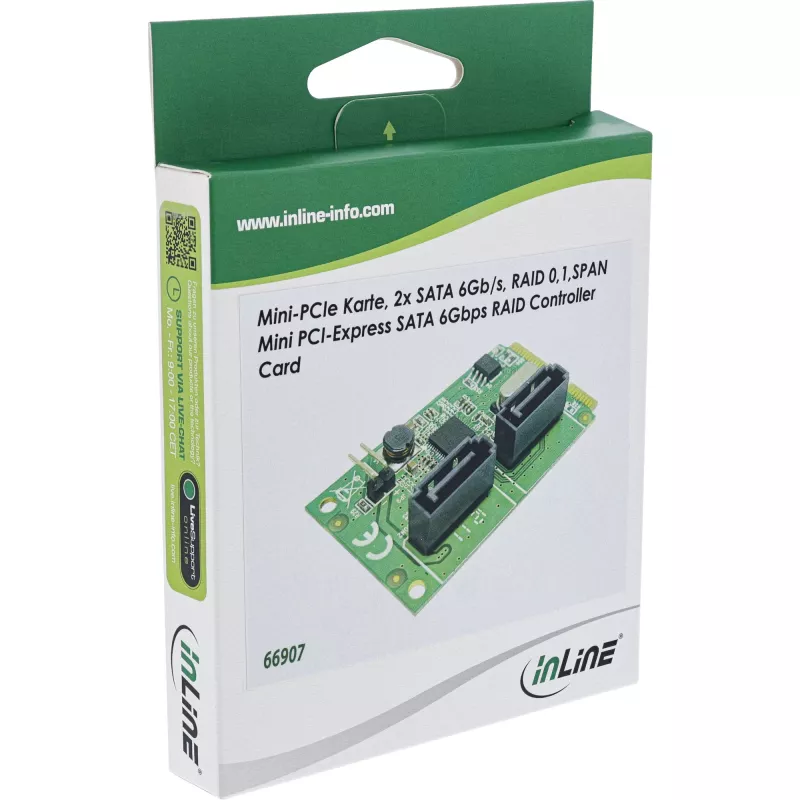 InLine Mini-PCIe 2.0 Karte 2x SATA 6Gb/s RAID 0 / 1 / SPAN