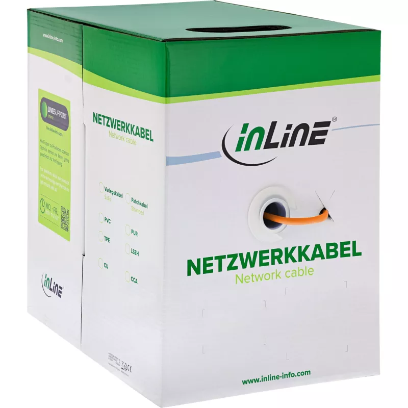 InLine Massiv-Installationskabel 250MHz S/STP Cat.6 CU AWG23 halogenfrei 500m