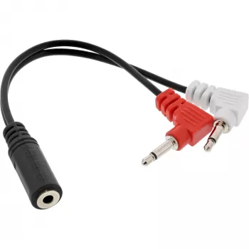 InLine Audio Plane Kopfhörer-Adapterkabel, 2x 3,5 mm Stecker auf 3,5 mm Buchse 3-polig, 0,15 m