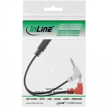InLine Audio Plane Kopfhörer-Adapterkabel, 2x 3,5 mm Stecker auf 3,5 mm Buchse 3-polig, 0,15 m