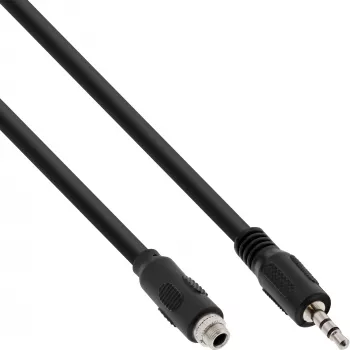 InLine Audio-Adapterkabel, 3,5 mm Stereo Stecker/Buchse mit Gewinde, 0,6 m