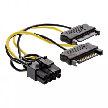 InLine Stromadapterkabel, 2x SATA Stecker / 8pin PCI-Express Stecker, 0,15m