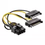 InLine Stromadapterkabel, 2x SATA Stecker / 8pin PCI-Express Stecker, 0,15m
