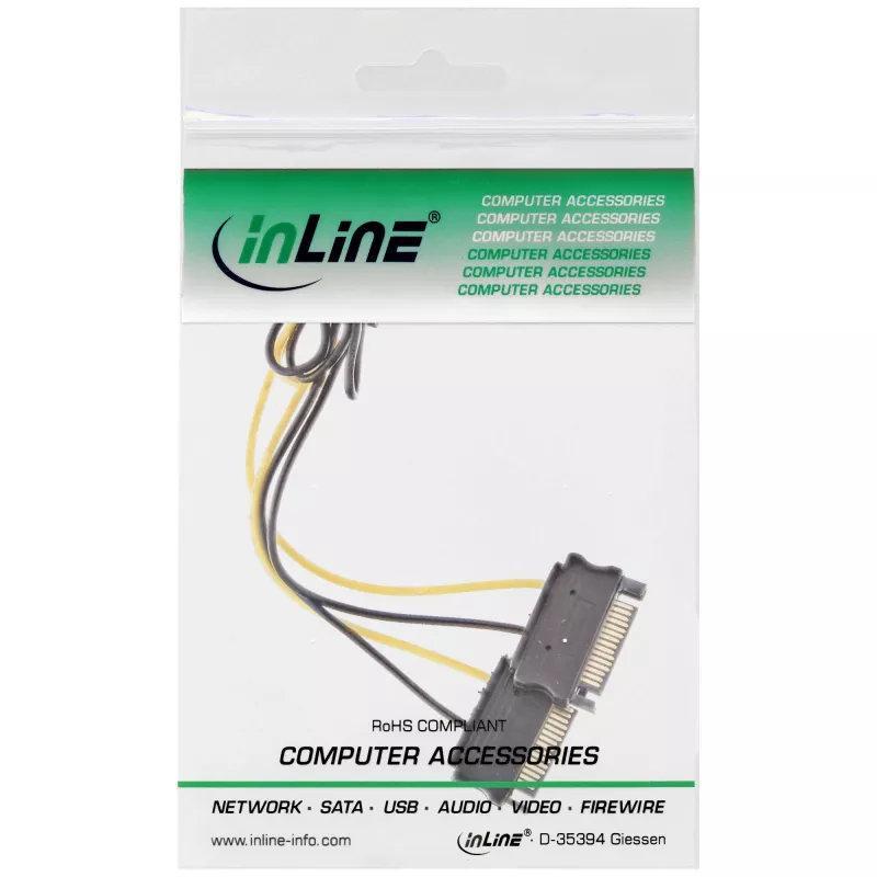InLine Stromadapterkabel, 2x SATA Stecker / 8pin PCI-Express Stecker, 0,15m