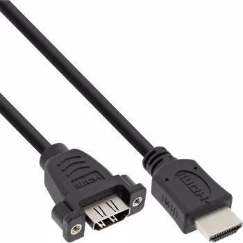 HDMI 4K2K Adapter Typ A Stecker / A Buchse mit Flansch 0,6m InLine 17500B