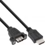 HDMI 4K2K Adapter Typ A Stecker / A Buchse mit Flansch 0,6m InLine 17500B