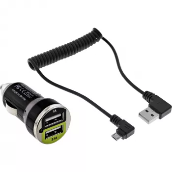 InLine USB DUAL+ KFZ Ladeset, Netzteil mit 1m Spiralkabel