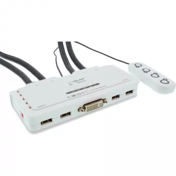 InLine KVM Switch 4 Port DVI-D + USB + Audio inkl. 2 Kabelsets
