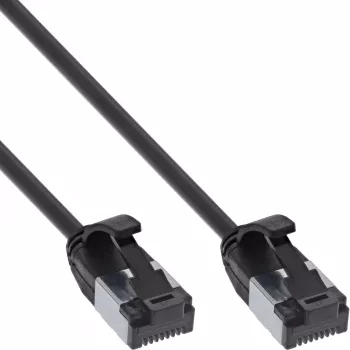 InLine Patchkabel schlank, U/FTP, Cat.8.1, TPE halogenfrei, schwarz 0,25 m