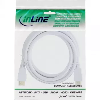 InLine High Speed HDMI-Kabel mit Ethernet, M/M, weiß, vergoldete Kontakte, 2m
