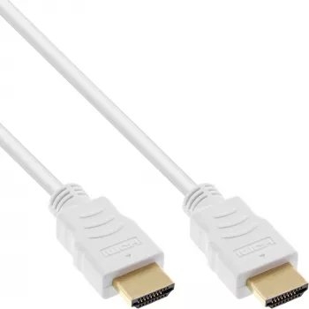 InLine High Speed HDMI-Kabel mit Ethernet, M/M, weiß, vergoldete Kontakte, 1,5m