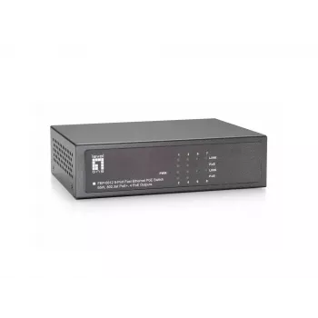 LevelOne 8-Port Fast Ethernet PoE Switch, 802.3at/af PoE, 4 PoE Outputs, 65W