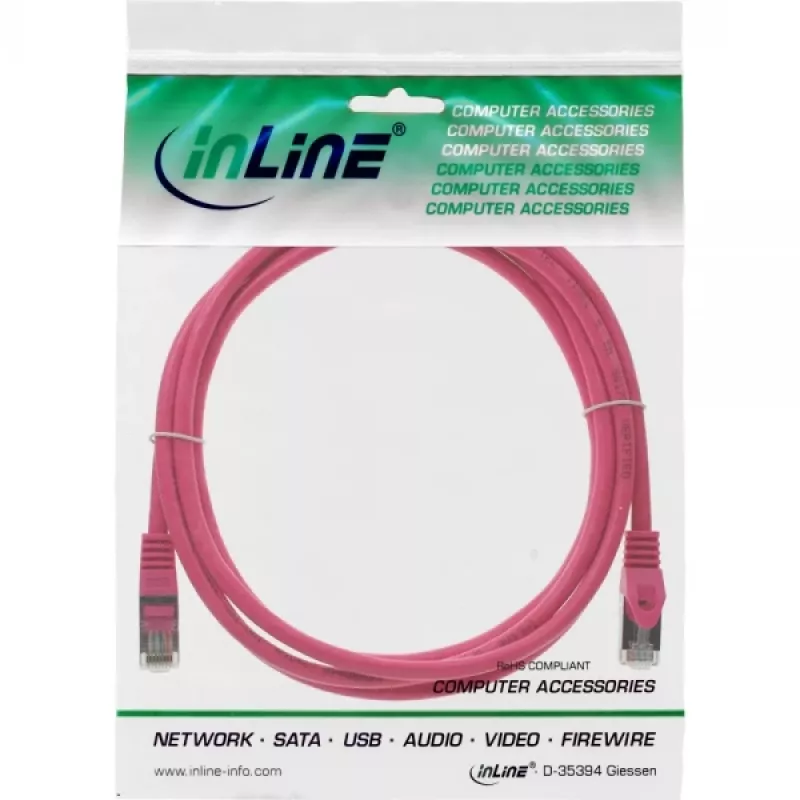 InLine Patchkabel SF/UTP Cat.5e Pink 0,3m