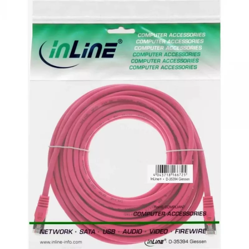 InLine Patchkabel SF/UTP Cat.5e Pink 15m
