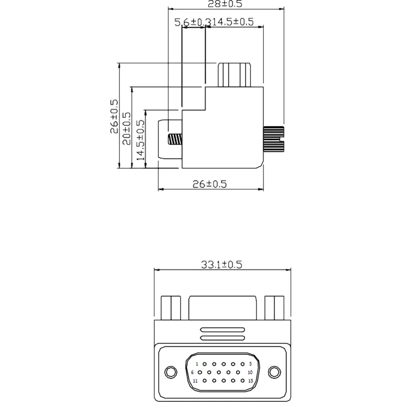 InLine VGA Adapter 90° 15 Pin Stecker / Buchse, InLine, 37248I