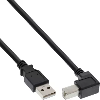 InLine USB 2.0 Kabel abgewinkelt Typ A Stecker / B Stecker, schwarz, 3 m