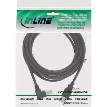 InLine USB 2.0 Kabel abgewinkelt Typ A Stecker / B Stecker, schwarz, 0,5 m