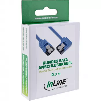 InLine SATA 6Gb/s rundes Kabel, einseitig rechtwinklig 90°, mit Verriegelung, 0,5 m
