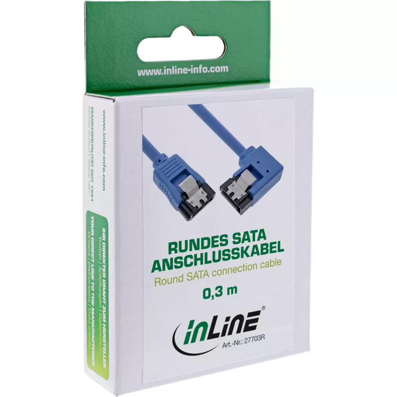 InLine SATA 6Gb/s Rundkabel, einseitig 90°-Winkel, mit Verriegelungen, 0,3 m