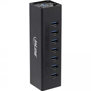 InLine USB 3.0 Hub, 7 Ports, Aluminiumgehäuse, mit 2,5A-Netzteil