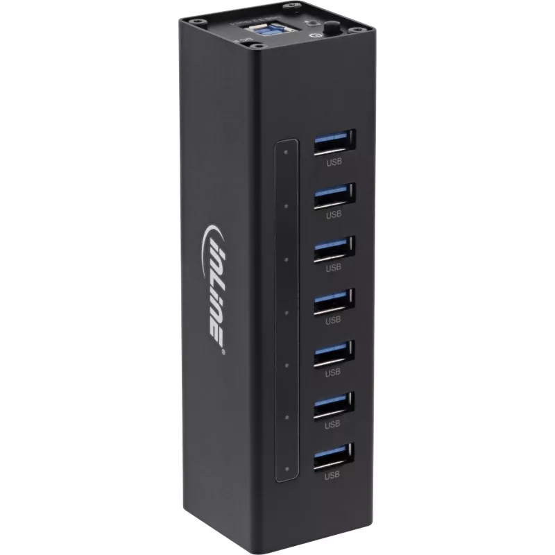 InLine USB 3.0 Hub, 7 Ports, Aluminiumgehäuse, mit 2,5A-Netzteil