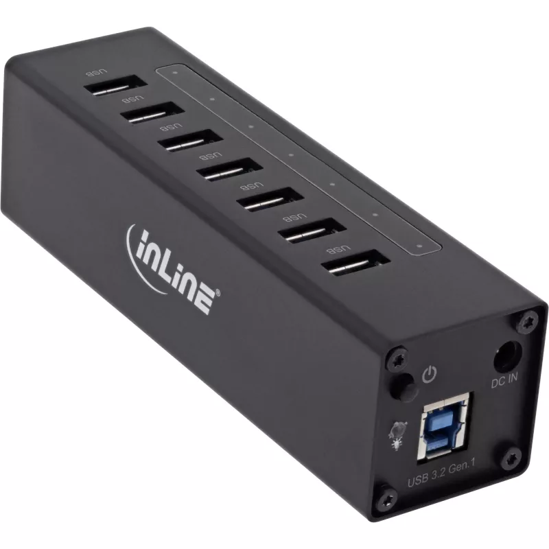 InLine USB 3.0 Hub, 7 Ports, Aluminiumgehäuse, mit 2,5A-Netzteil