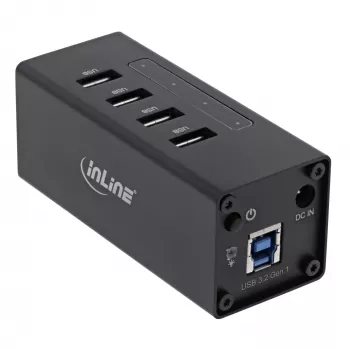 InLine USB 3.0 Hub, 4 Ports, Aluminiumgehäuse, mit 2,5A Netzteil