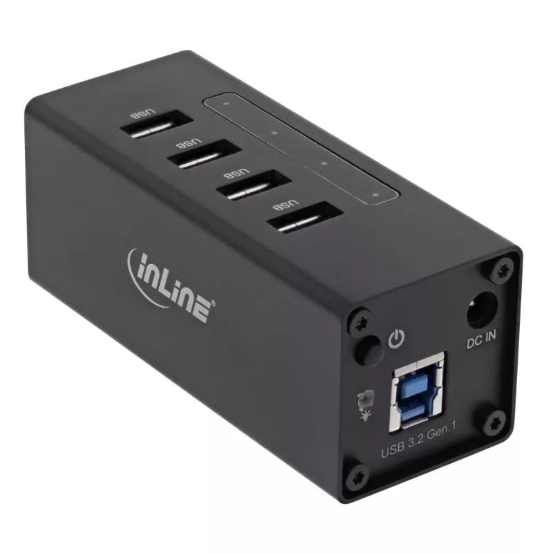 InLine USB 3.0 Hub, 4 Ports, Aluminiumgehäuse, mit 2,5A Netzteil