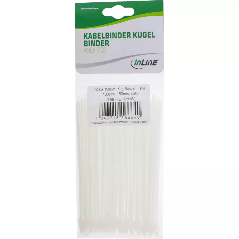 Kabelbinder InLine 150 mm weiß, 100er-Pack – Länge 150 mm, Nylon-Befestigungselemente