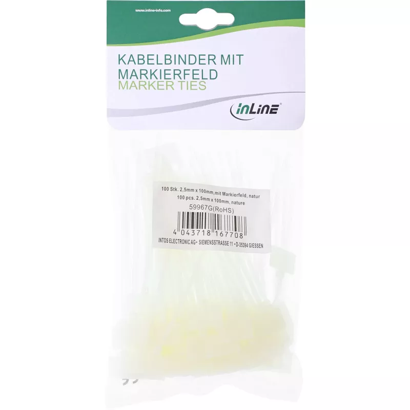 Kabelbinder mit Beschriftungsfeld InLine 100 mm x 2,5 mm, Nylon, 100 Stück