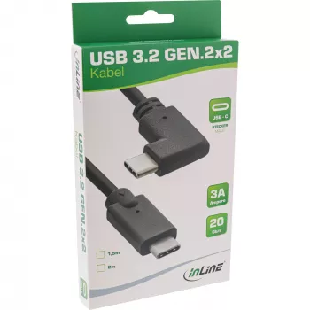 InLine USB 3.2 Gen.2-Kabel, USB-C Stecker/Stecker abgewinkelt, schwarz, 2m