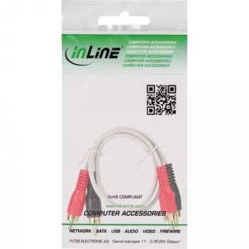 InLine RCA-Kabel 2x RCA Stecker / Stecker vergoldet 0,5 m, Stecker, 2 x RCA, Stecker, 0,5 m, Weiß