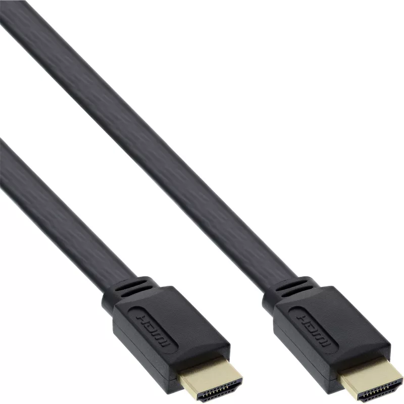 InLine HDMI-Flachkabel High Speed Kabel mit Ethernet, vergoldet, schwarz, 1,5 m