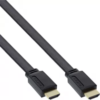 InLine HDMI Flachkabel High Speed Kabel mit Ethernet vergoldet schwarz 3m