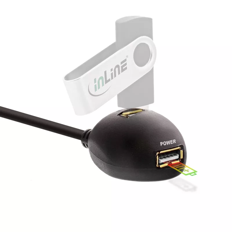InLine USB 3.2 Gen.1 Kabel USB Typ A M / A W + Stromversorgung, mit Ständer, schwarz, 3m