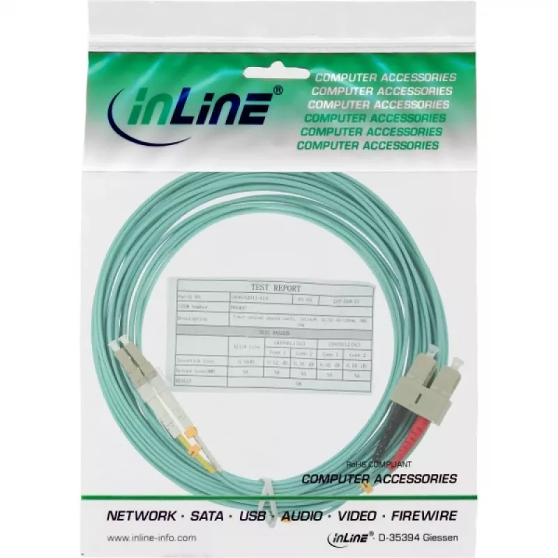Glasfaser-Duplex-Kabel LC/SC InLine 88642O 50/125µm OM3 2m