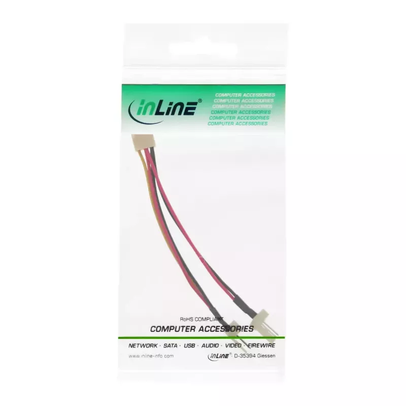 InLine Lüfter-Adapter-Y-Kabel 3pin Molex Buchse / 2x 3pin Molex Stecker 100 Stk.