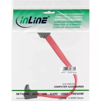 InLine SATA-Kabel für 150/300/600 S-ATA-Anschlüsse, abgewinkelt mit Rastnasen, 90°, 0,15 m