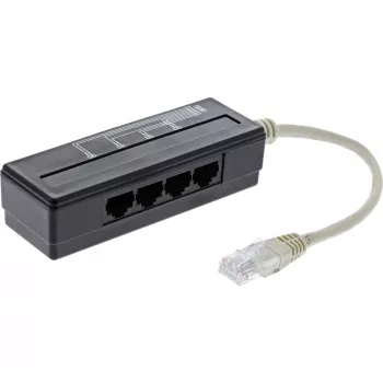 InLine 4-fach Telefonport-Splitter, RJ45-Stecker auf 4x RJ45-Buchse, 0,15 m