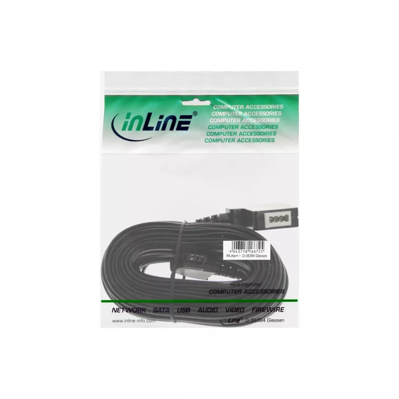 Telefonverlängerungskabel InLine TAE-F 15m Schwarz