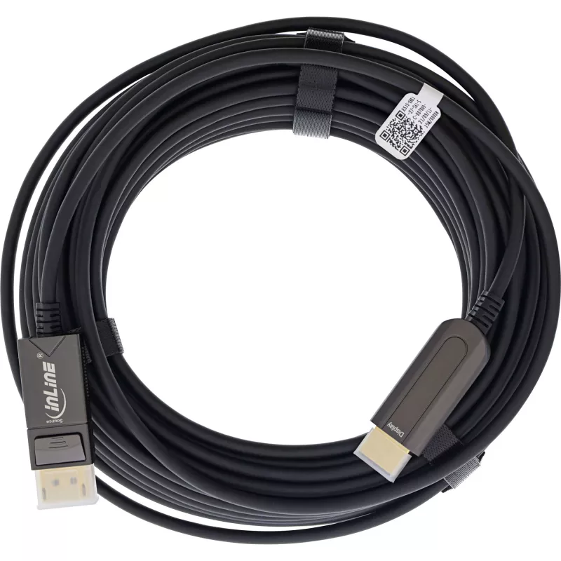 InLine DisplayPort auf HDMI AOC Konverterkabel, 4K/60Hz, schwarz, 20m