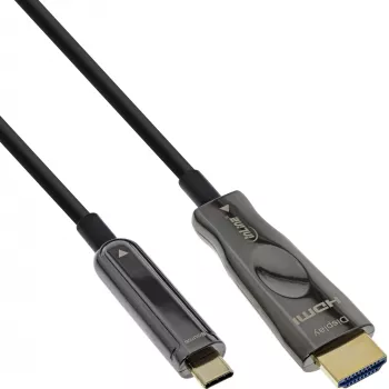InLine USB Display AOC Kabel, USB-C Stecker auf HDMI Stecker (DP Alt Mode), 50m