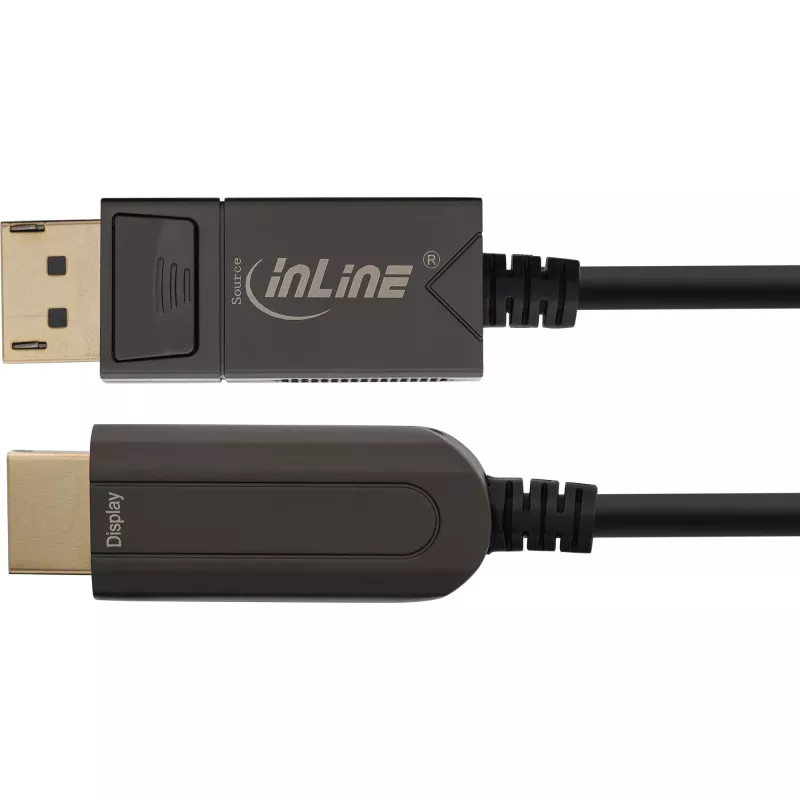 InLine DisplayPort auf HDMI AOC Konverterkabel, 4K/60Hz, schwarz, 25m