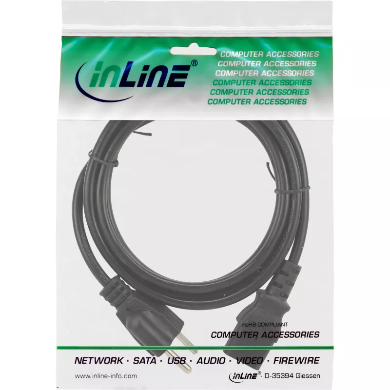 InLine Netzkabel, Japan-Stecker auf IEC, schwarz, 5 m