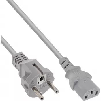 InLine Netzkabel, CEE 7/7 gerade / 3-Pin IEC C13 Stecker, grau, 0,5m