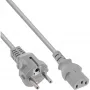 InLine Netzkabel, CEE 7/7 gerade / 3-polig IEC C13 Stecker, grau, 1m